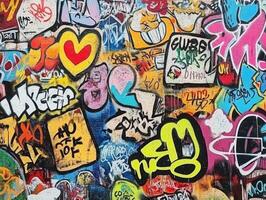 Vibrant graffiti art showcasing creativity in an urban environment photo