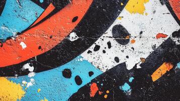 Vibrant graffiti artwork on a textured wall in an urban setting photo