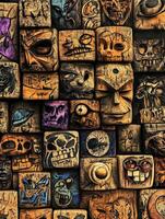 Colorful graffiti art on a textured wall showcasing unique designs photo