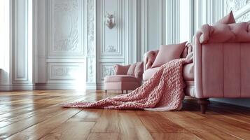 Cozy living room with soft textures and warmth photo
