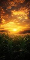 Corn field at sunset photo