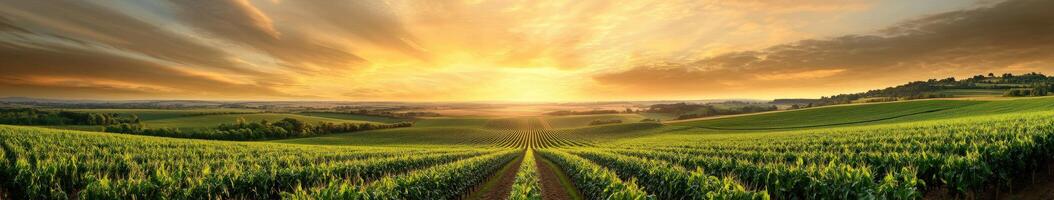 Vineyard landscape at sunset photo