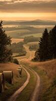 Beautiful countryside at sunset photo