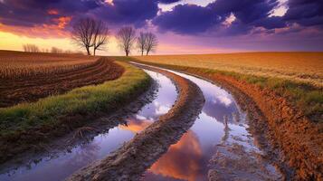 Tranquil evening landscape view photo