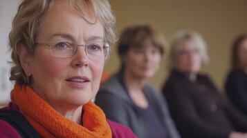 Group therapy session led by psychologist with participants photo