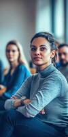 Engaged participant in group therapy session photo