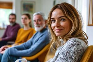 Engaging group therapy session with a psychologist photo