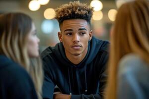Focus on connection during group therapy session photo