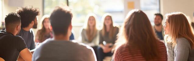 Group therapy session fostering communication and support photo