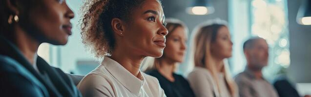 Group therapy session guided by a psychologist photo