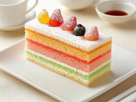 A piece of cake on a plate photo