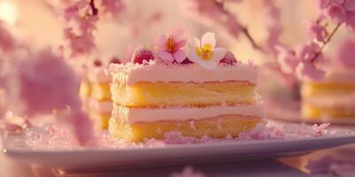 Charming bento cake adorned with blossoms photo