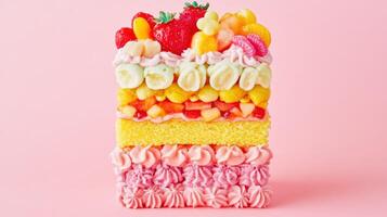 Delightful bento cake with vibrant fruit toppings photo