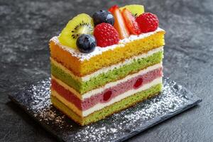 Delicious bento cake with layers of colorful flavors photo