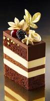 Delicious bento cake with chocolate layers and decorations photo