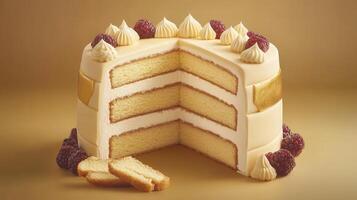 Bento cake with fresh raspberries and cream decor photo