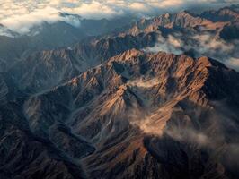 Mountainous landscape at dawn photo