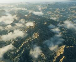 Mountain landscape under clouds photo