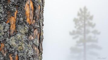 Tree trunk with misty background photo