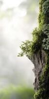 A tree stump with moss growing on it photo