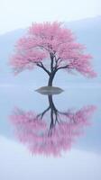 maravilloso Cereza árbol reflexión foto