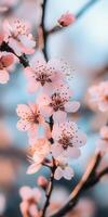 A close up of a cherry blossom tree photo