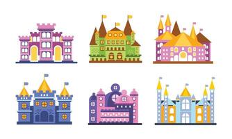 Medieval Castles Set For Design and Web Isolated on White Background vector