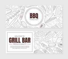 Two Sided Horizontal Square Invitation Card for Barbecue Party vector