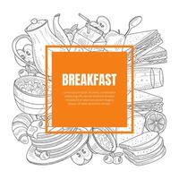 Breakfast and Brunches Top View Frame Design. vector
