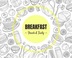 Breakfast and Brunches Top View Frame Design. vector