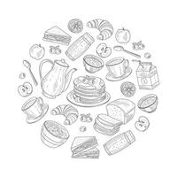 Fresh and Healthy Breakfast Circle Decorative Element vector