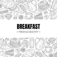 Fresh and Healthy Breakfast and Brunches Top View Card Design vector