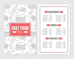 Burger Menu Template Design with Hand-drawn Graphic vector