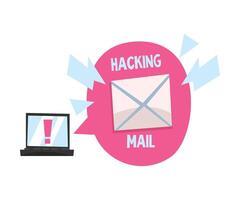 Mail Hacking On the Laptop Illustrated Concept vector