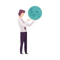 Man Spinning Around Globe in Planetarium Illustration vector