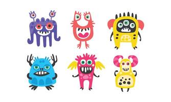 Cute Colorful Monsters with Open Mouth Set vector