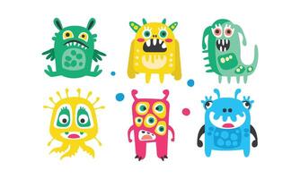 Cute Colorful Monsters with Open Mouth Set vector