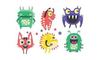 Cute Colorful Monsters with Open Mouth Set vector