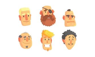 Man Avatars Set. Face Social View Concept vector