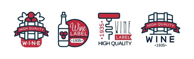 Wine Label and Badge Design with Colorful Element Set vector