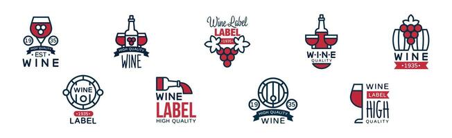 Wine Label and Badge Design with Colorful Element Set vector