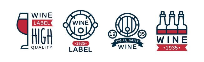 Wine Label and Badge Design with Colorful Element Set vector