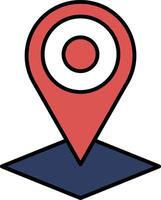 A red and blue square with a red dot in the middle vector