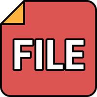 A red and white file icon with a yellow border vector
