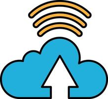The cloud with a line pointing upwards vector