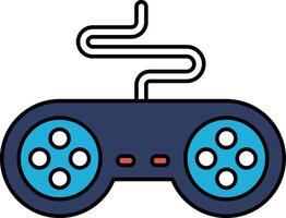 A blue game controller with a white cord vector