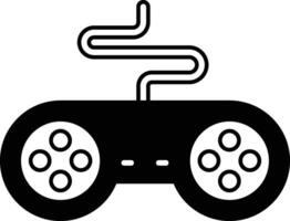 A black and white game controller with a white cord vector