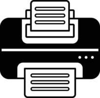 A black and white image of a printer with a stack of paper vector