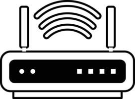 A black and white image of a Wi-Fi router vector