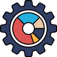 A colorful gear with a white circle in the middle vector